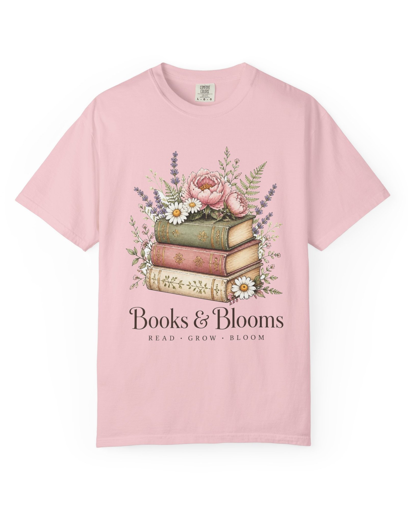 Books & Blooms tee in blossom pink