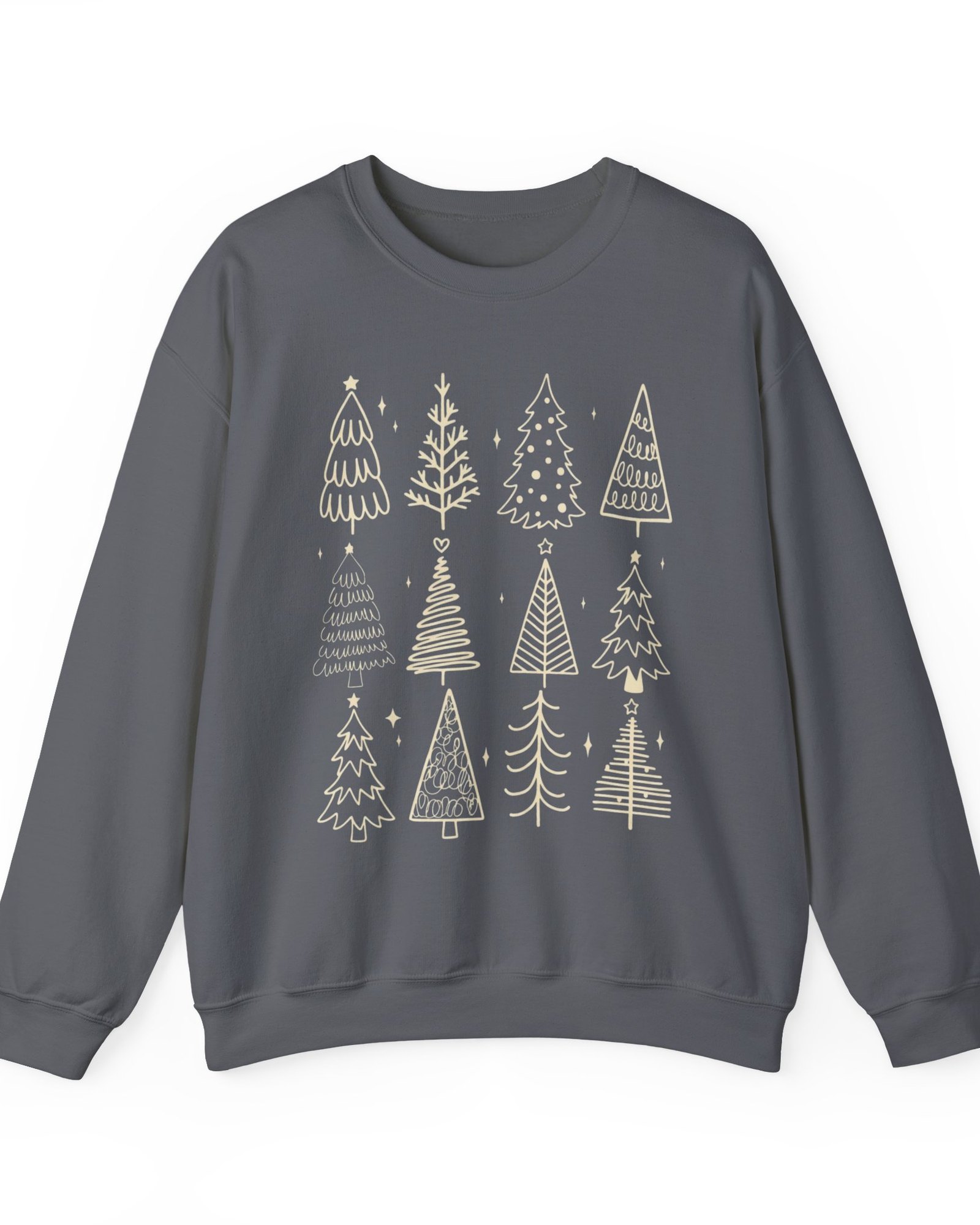Christmas Tree Doodles sweatshirt in charcoal