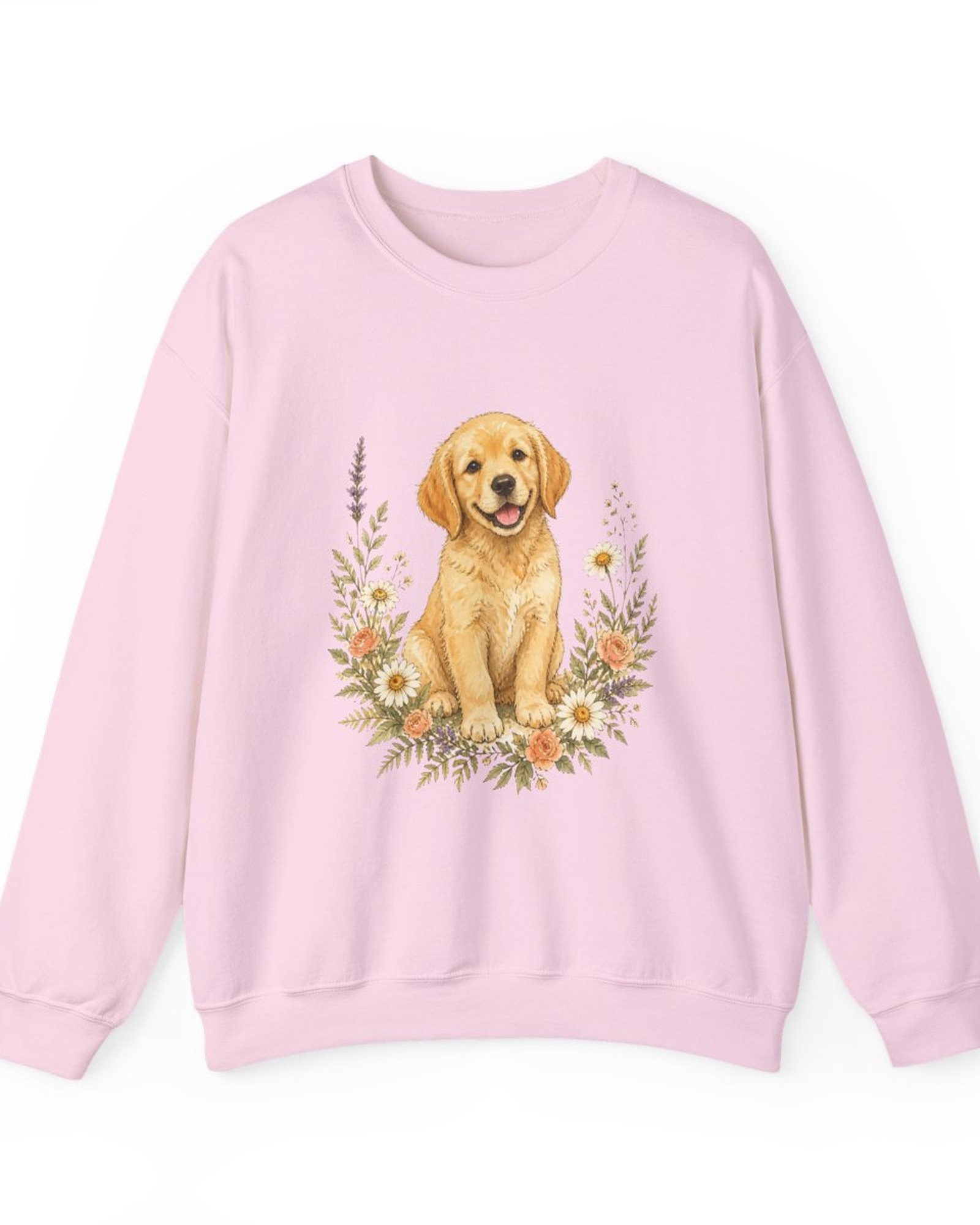 Golden Retriever Wildflower sweatshirt in light pink