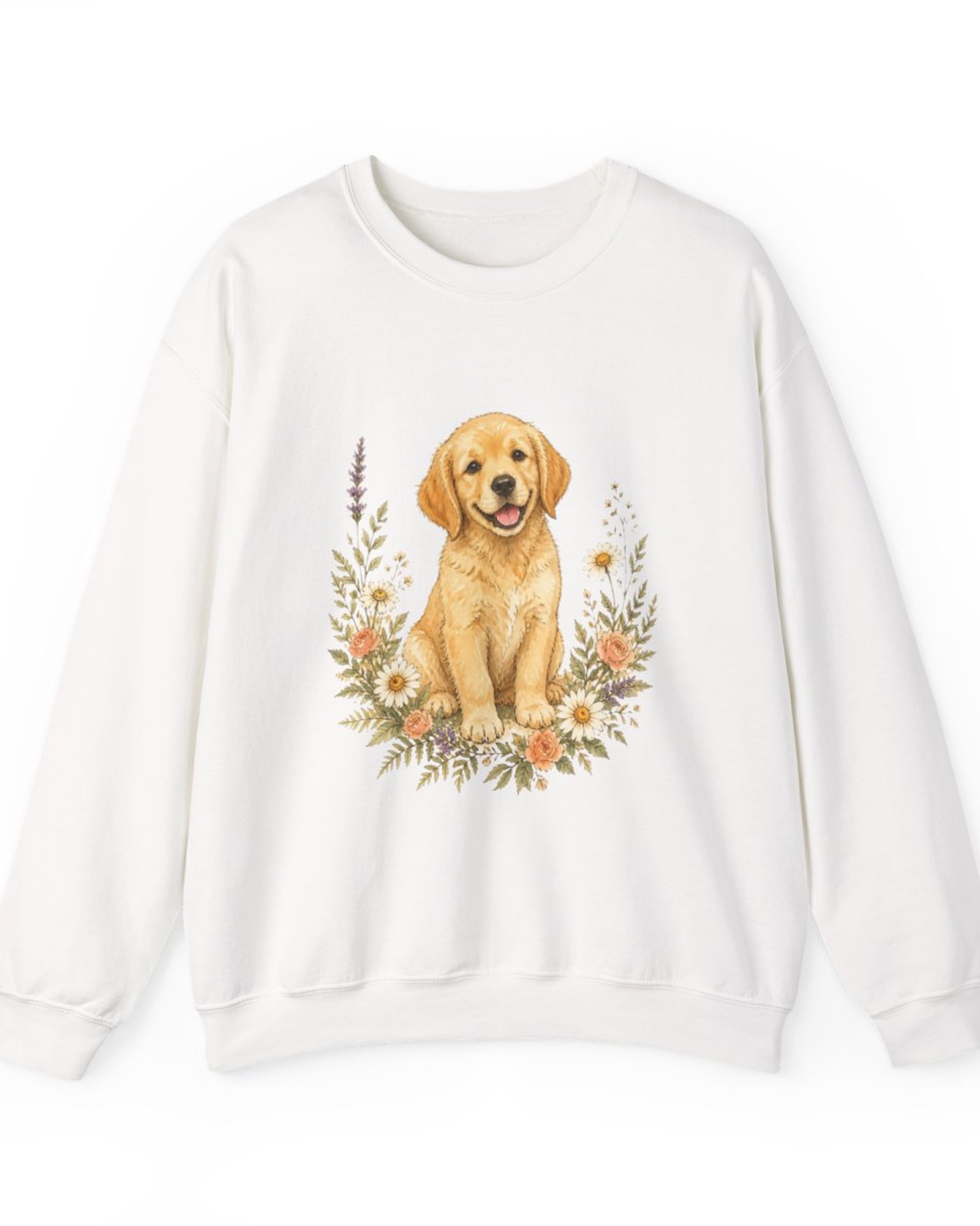 Golden Retriever Wildflower sweatshirt in white