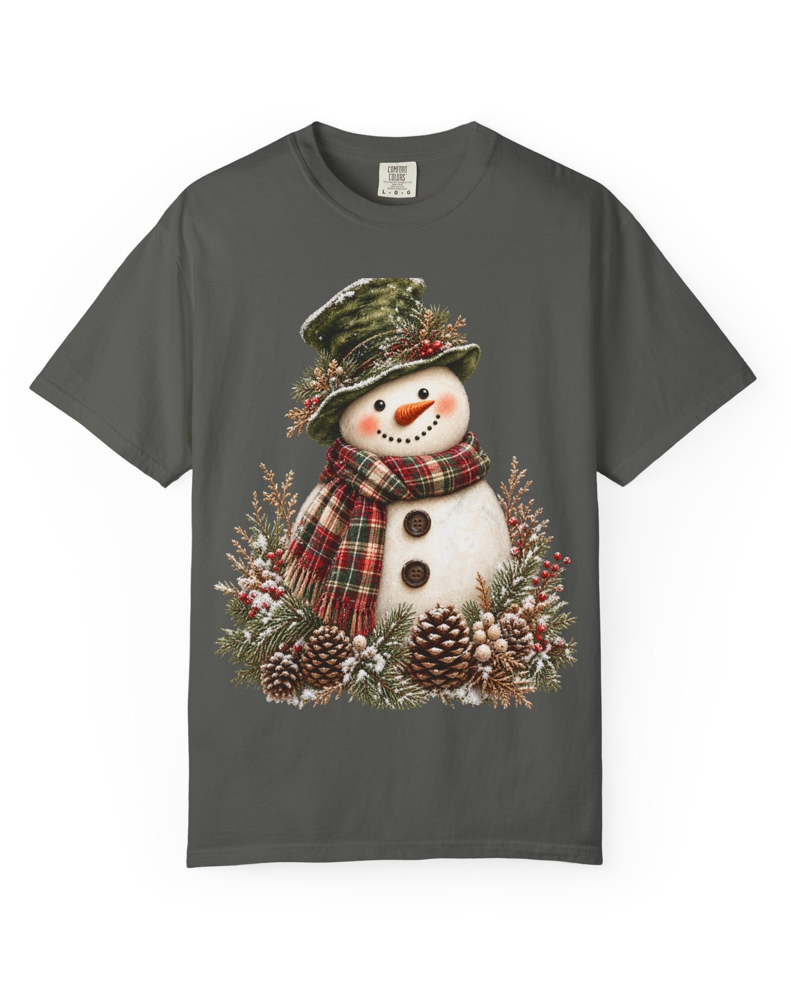 Vintage Snowman Christmas tee in pepper